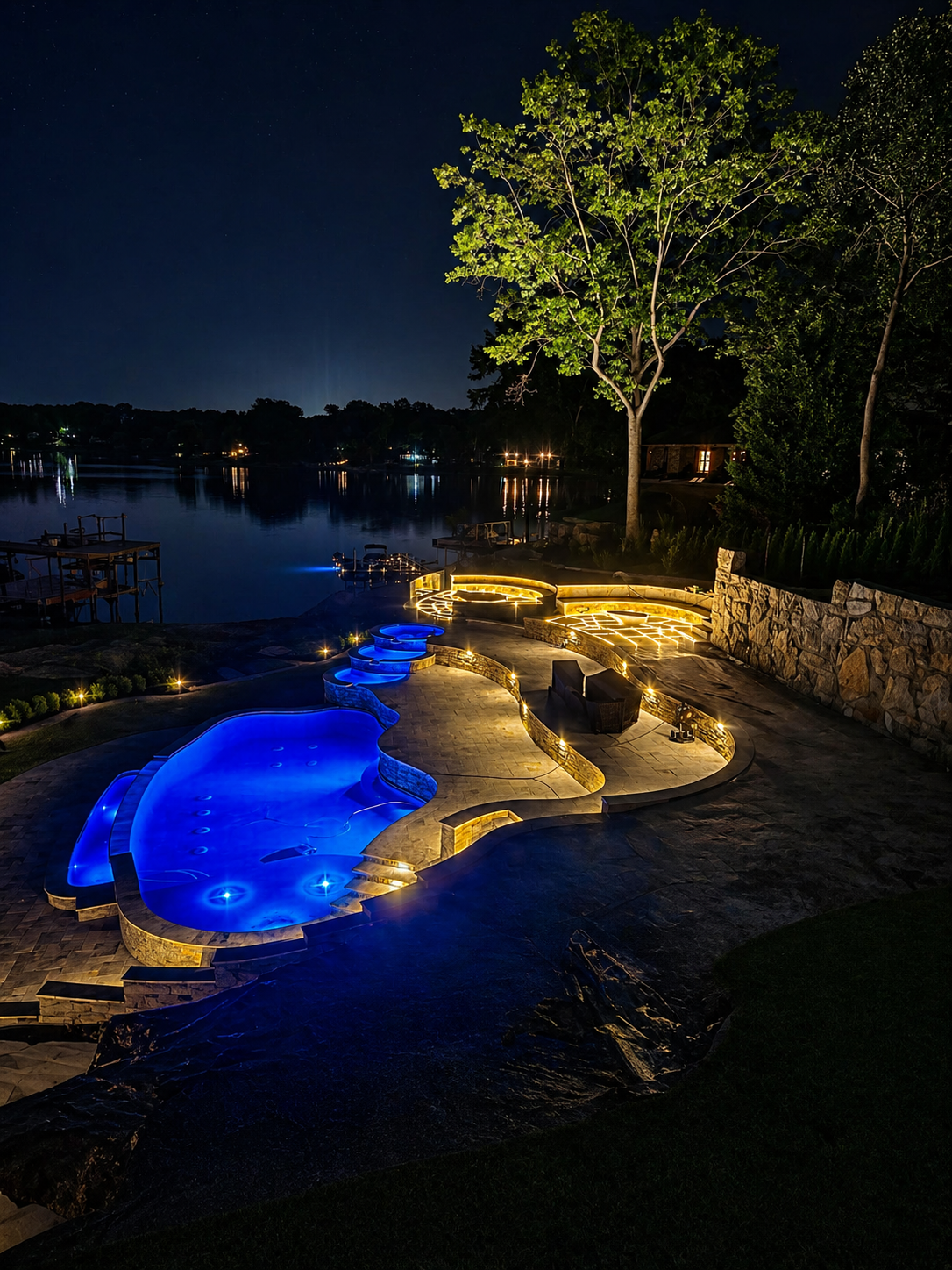 a high resolution nighttime outdoor scene a lakes